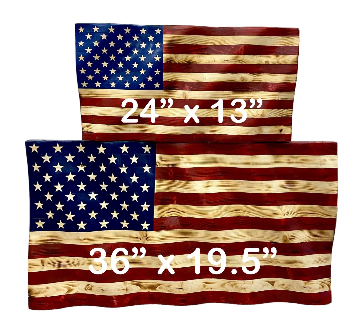 Wavy Wooden American Flags