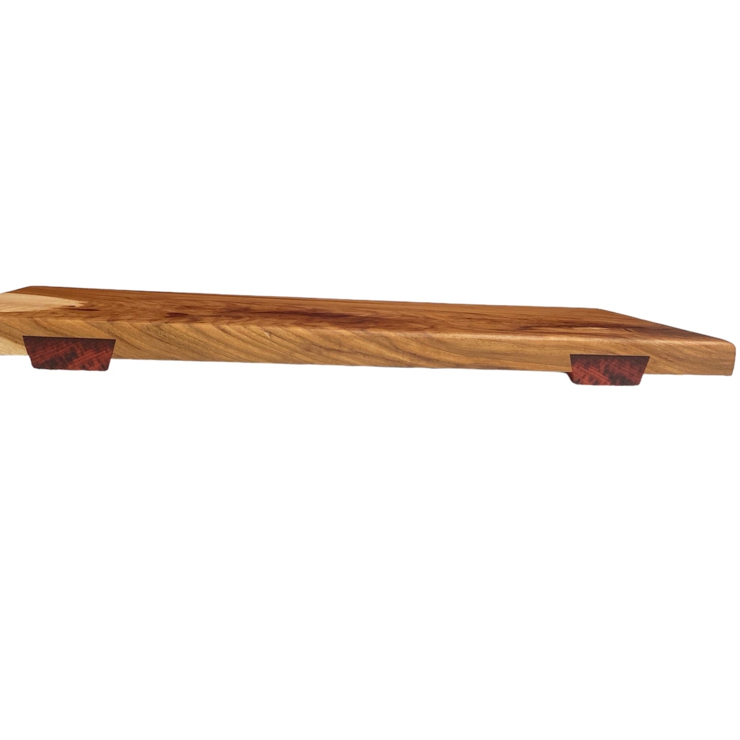 Highly Figured Hickory Charcuterie Board w/dovetail exotic Padauk legs