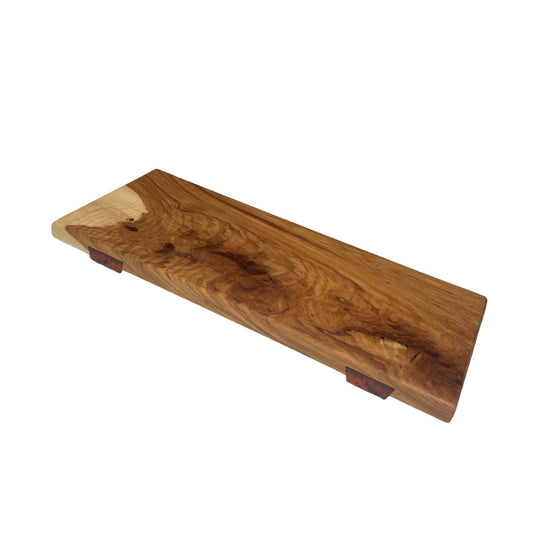 Highly Figured Hickory Charcuterie Board w/dovetail exotic Padauk legs