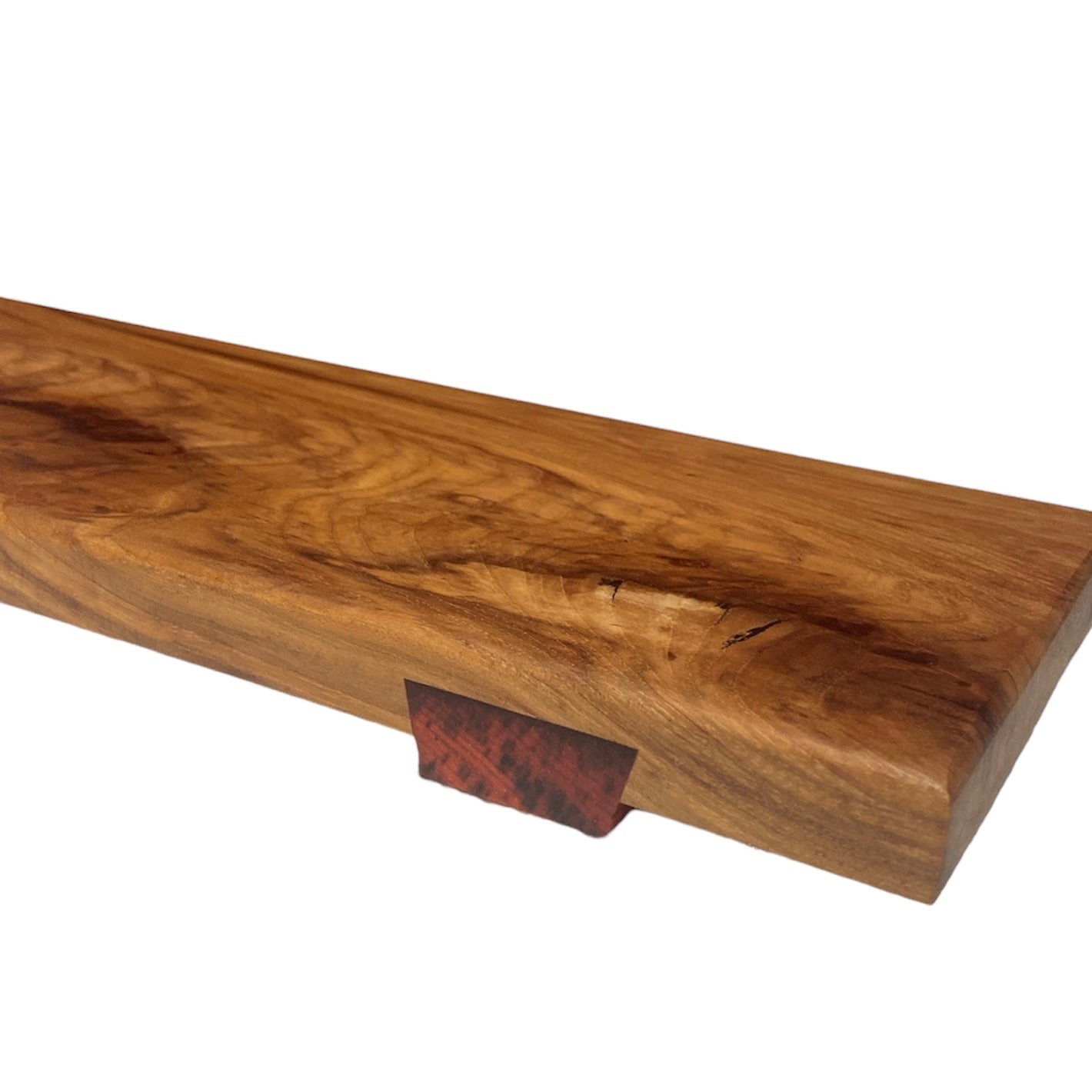 Highly Figured Hickory Charcuterie Board w/dovetail exotic Padauk legs