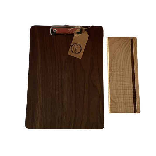 Clipboard - Beautiful Black Walnut w/ Curly Maple Stand - FREE SHIPPING