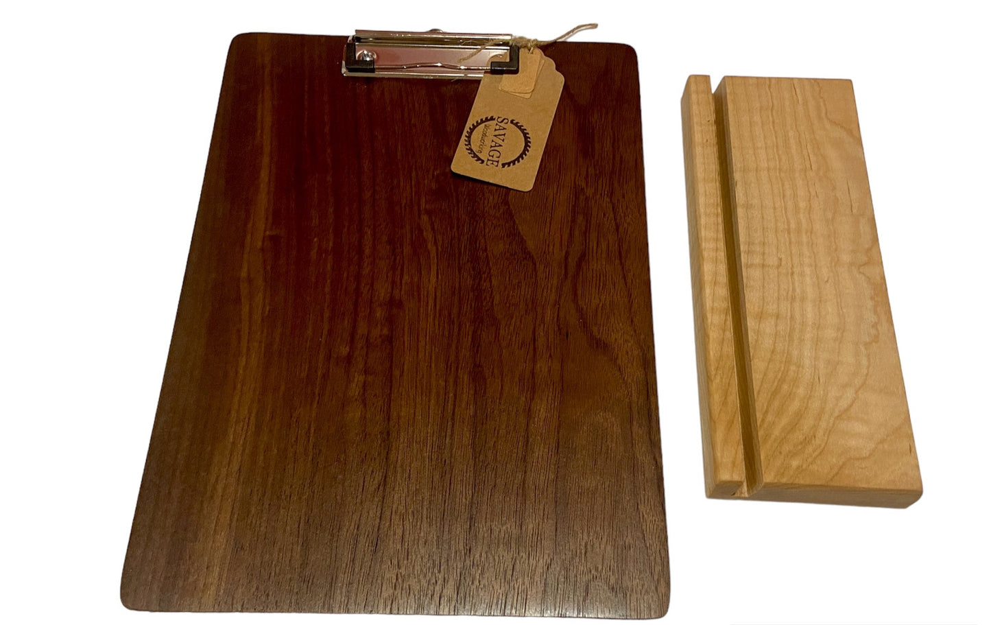 Clipboard - Beautiful Black Walnut w/ Curly Maple Stand - FREE SHIPPING