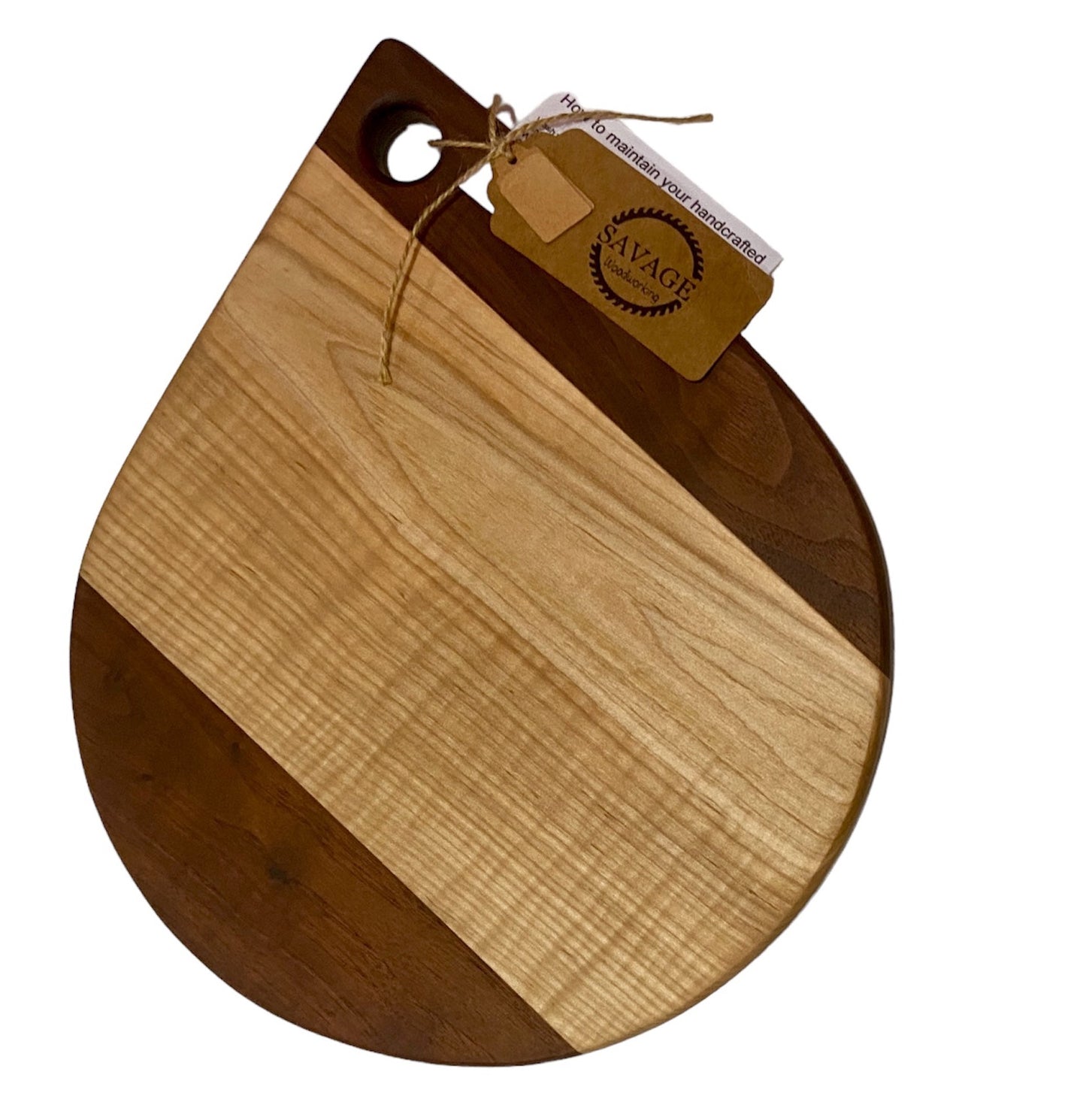 Charcuterie Tear Drop Board - Curly Maple and Walnut - FREE SHIPPING