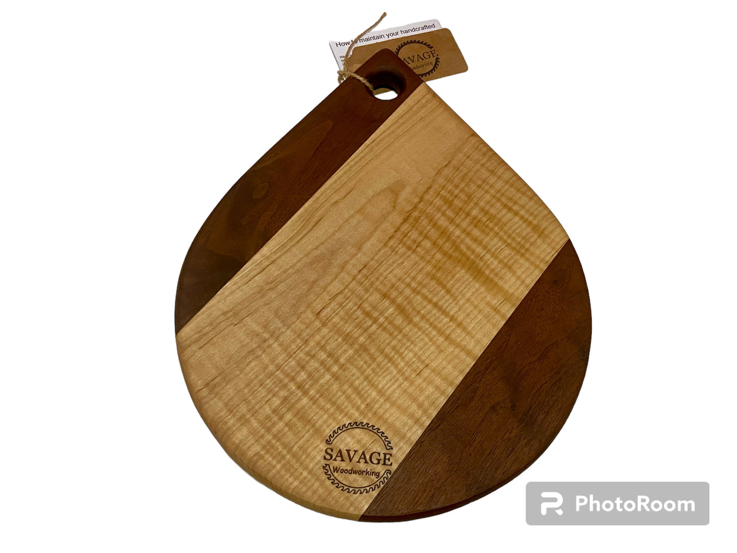 Charcuterie Tear Drop Board - Curly Maple and Walnut - FREE SHIPPING