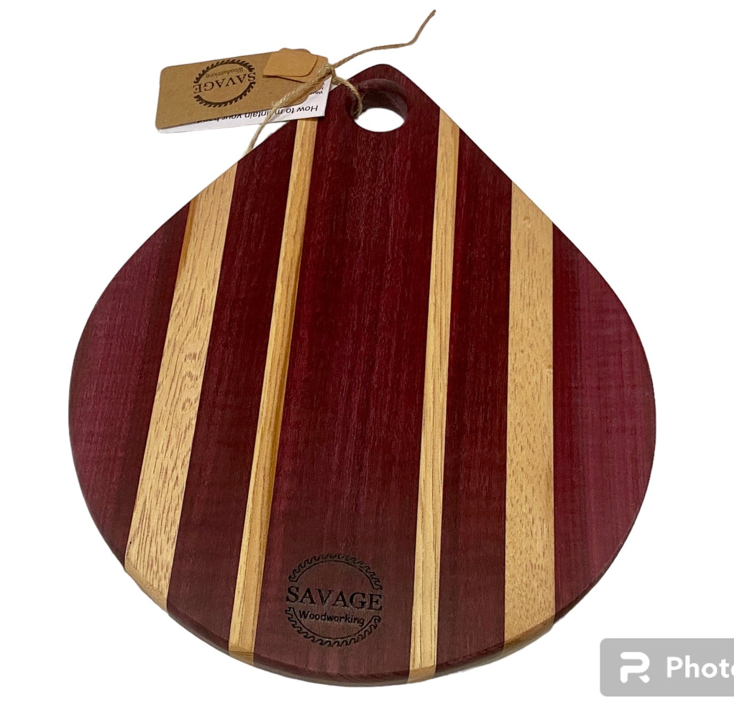 Charcuterie Tear Drop Board w/Exotic Purpleheart - FREE SHIPPING