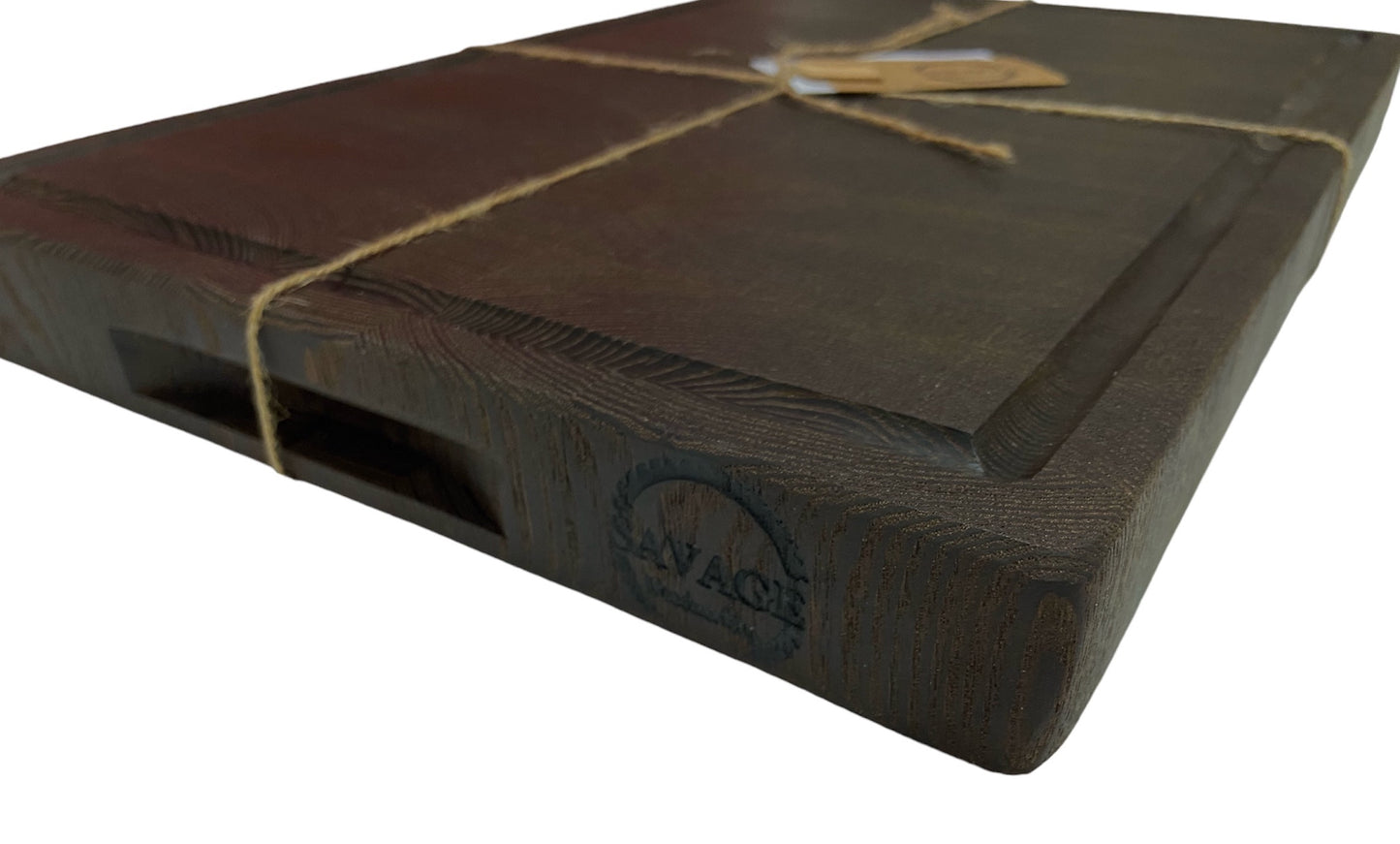 Cutting Board, End Grain Roasted Ash w/ handles & Juice Groove - FREE SHIPPING