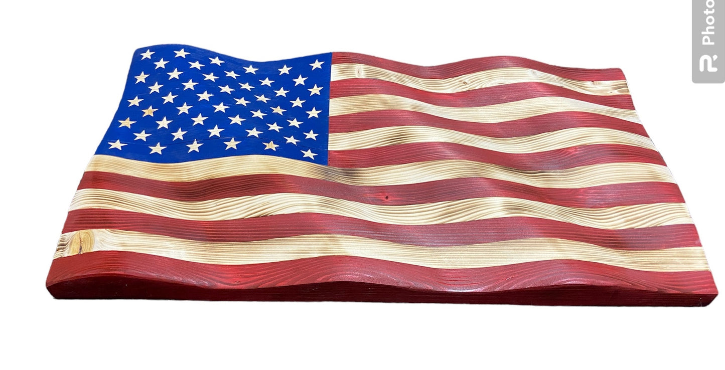 Wavy American Flag - 36" or 24"  - FREE SHIPPING