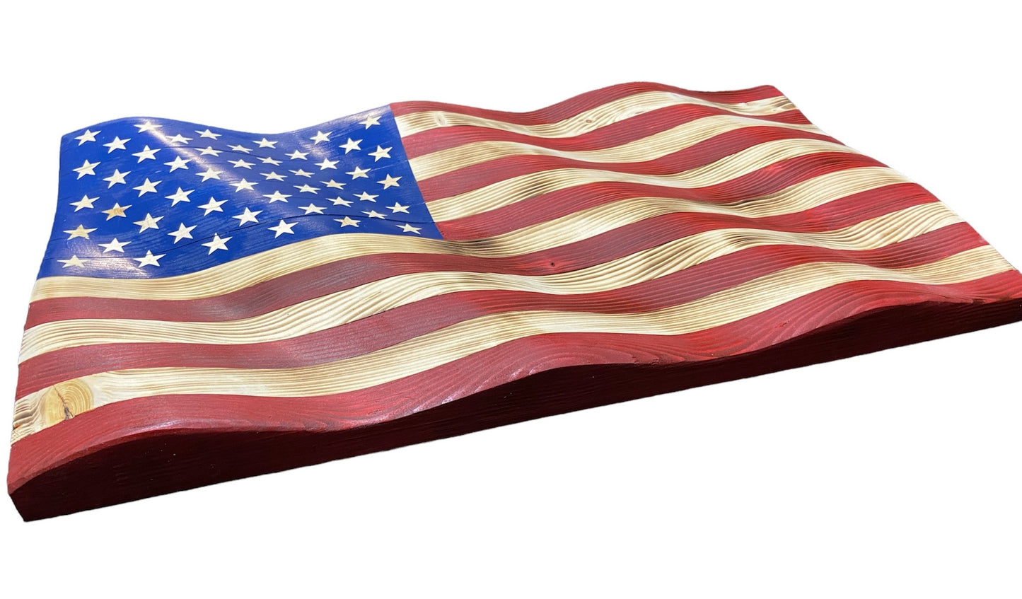 Wavy American Flag - 36" or 24"  - FREE SHIPPING