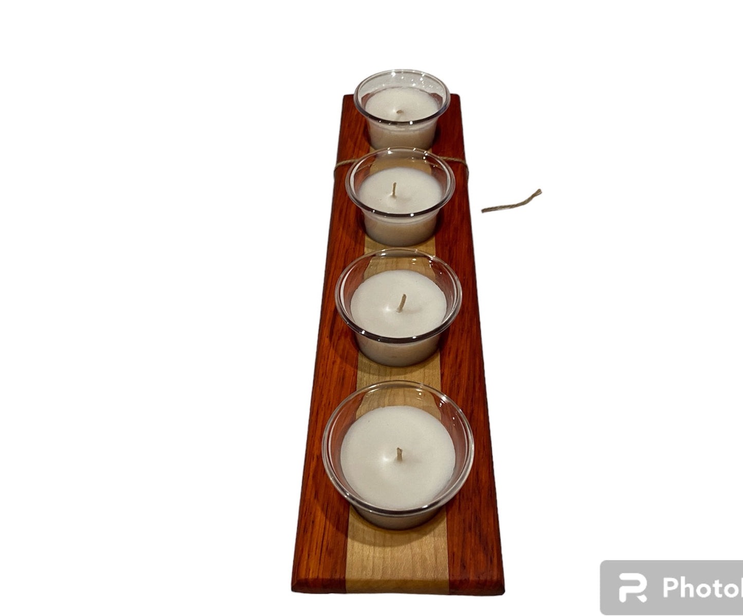 Candle holder - Exotic Padauk and Maple, (4) white candles - FREE SHIPPING