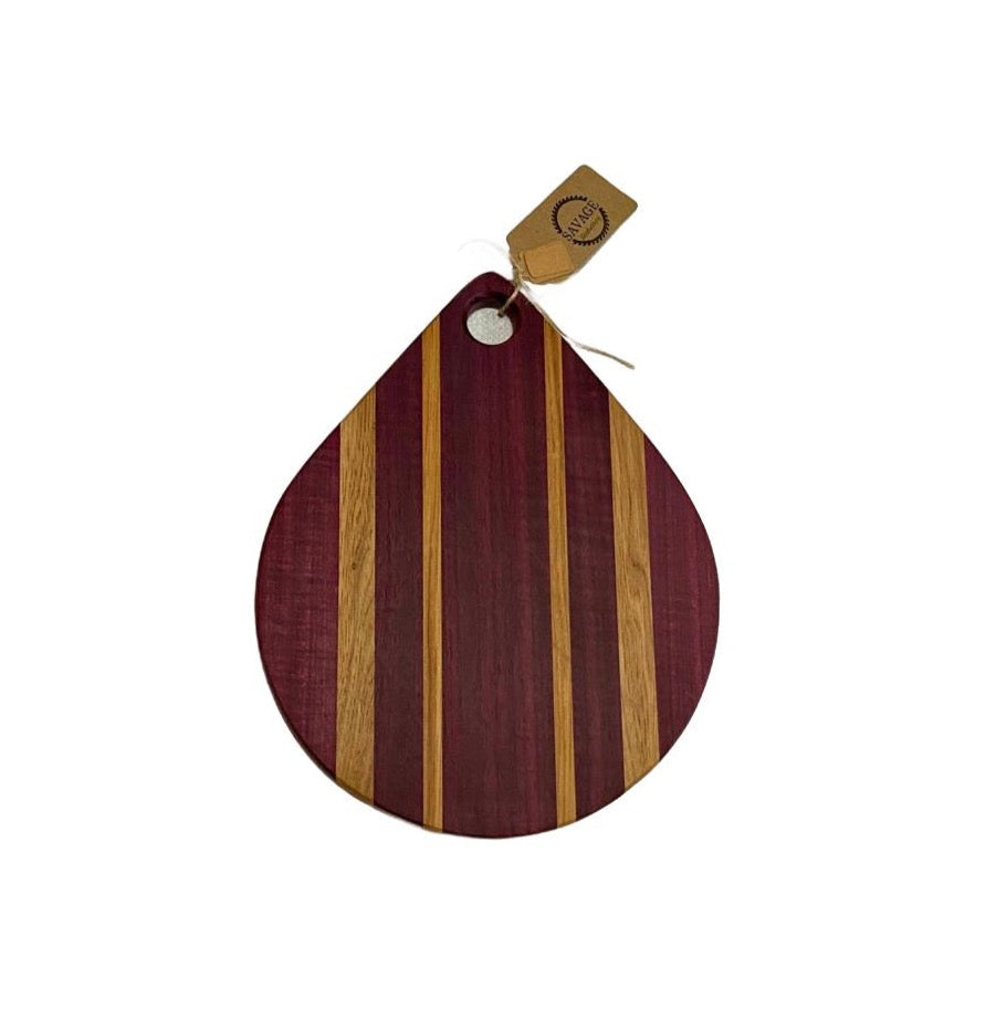 Charcuterie Tear Drop Board w/Exotic Purpleheart - FREE SHIPPING